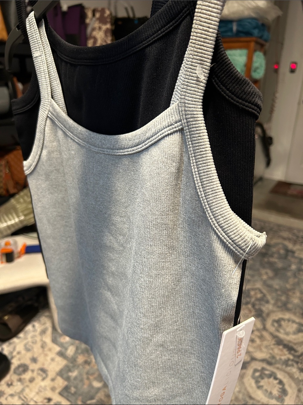 Women’s Ribbed Scoop Neck Tank Top - Light Gray